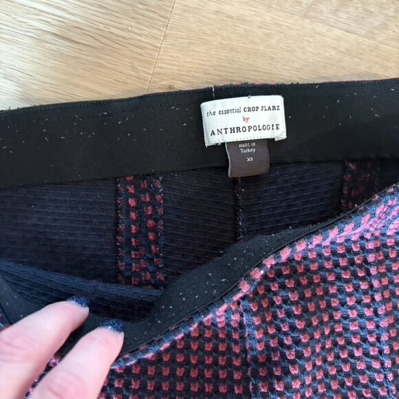 Anthropologie the essential crop flare Blue Maroon Stretch Pull on XS - Picture 8 of 9